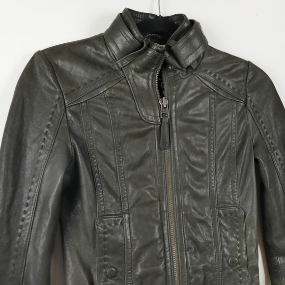 Artizia x Mackage Dark Olive Green Leather Jacket - Picture 2 of 5